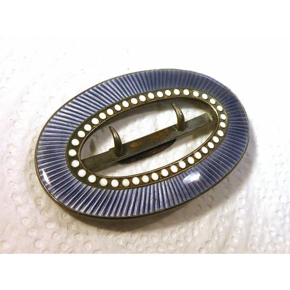 Antique Signed David Andersen Sterling Silver Purple Enamel Belt Buckle Old Mark - Picture 4 of 5